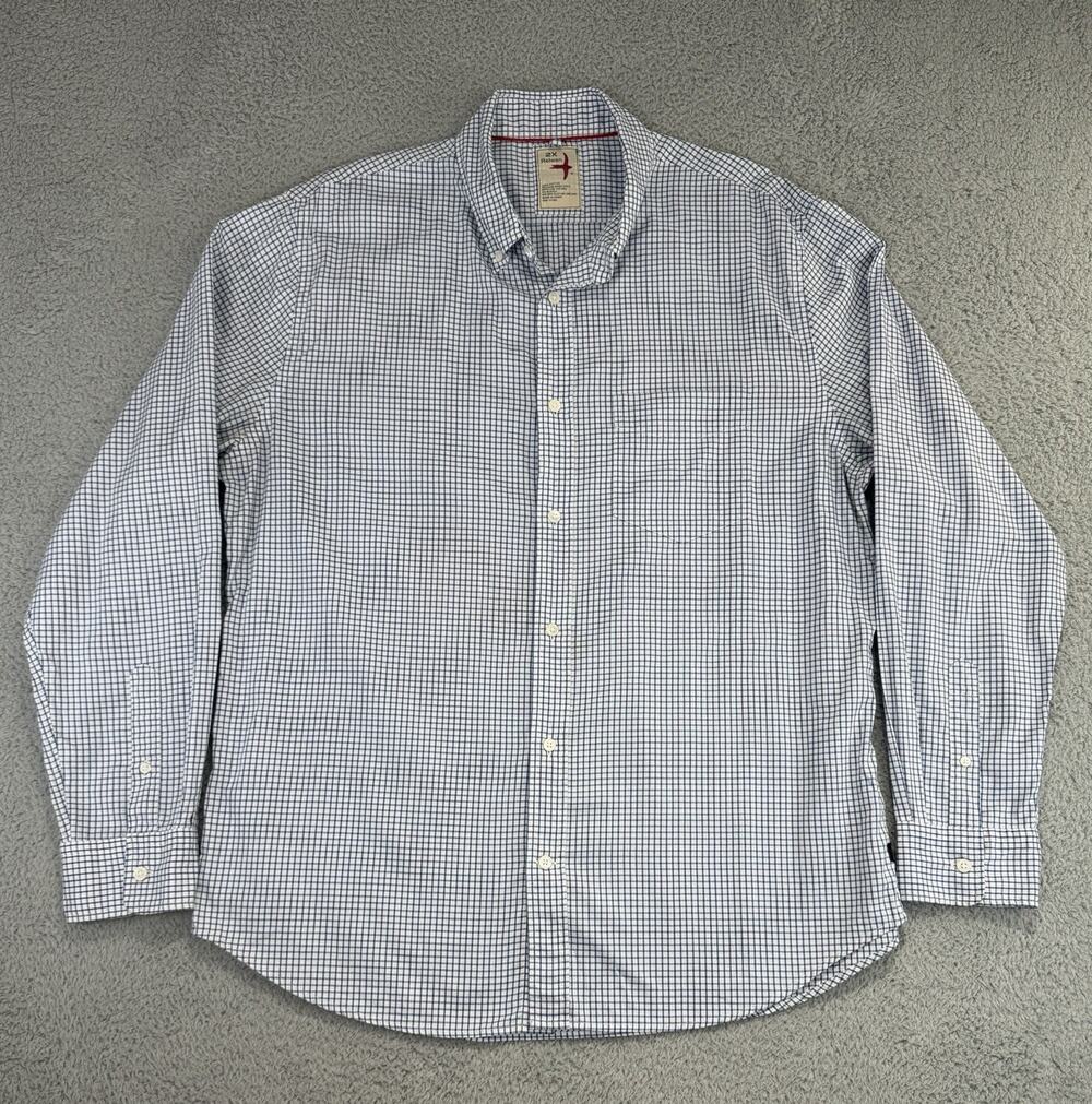 Relwen Mens Blue White Gingham Cotton Button Down Shirt Size 2X Long Sleeves